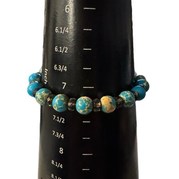 Alex and Ani AQUA Bangle Bracelet Carousel Crystal Turquoise Beaded RETIRED - Picture 11 of 11